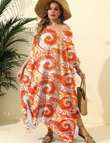 Women Plus Size Swirl Print Loose Cover - Up | PRUSES - PRUSES