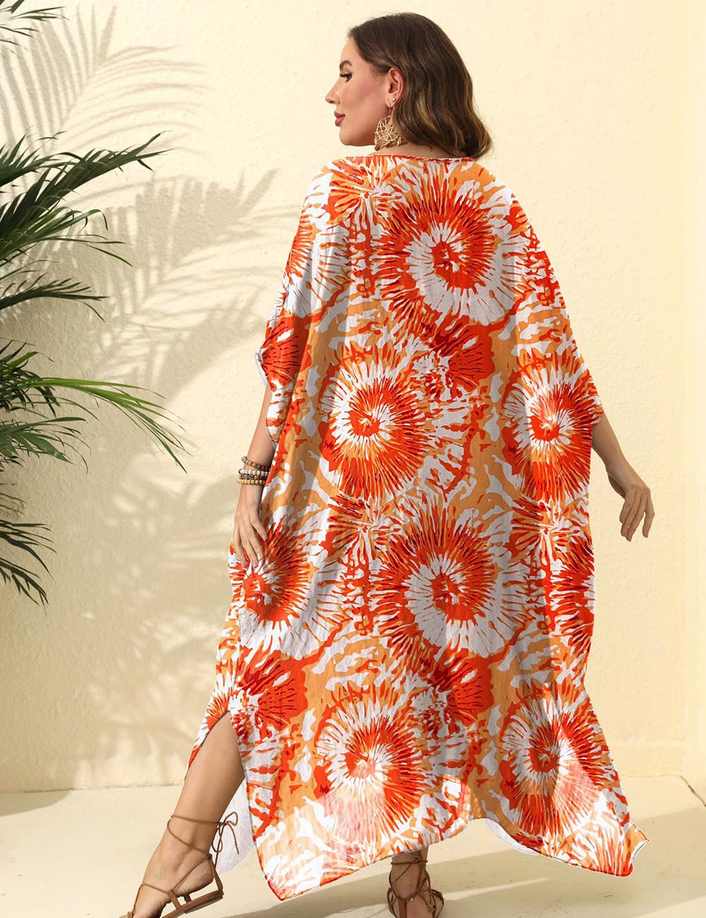 Women Plus Size Swirl Print Loose Cover - Up | PRUSES - PRUSES
