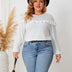 Women Plus Size Tie Back Ruffles Long Sleeve Knitted Blouse | PRUSES - PRUSES