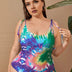 Women Plus Size Tie Shoulder One Piece Swimsuit - PRUSES
