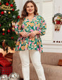 Women Plus Size Tied V Neck Babydoll Top | PRUSES - PRUSES