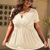 Women Plus Size V Neck Wrap Tunic Short Sleeve | PRUSES - PRUSES