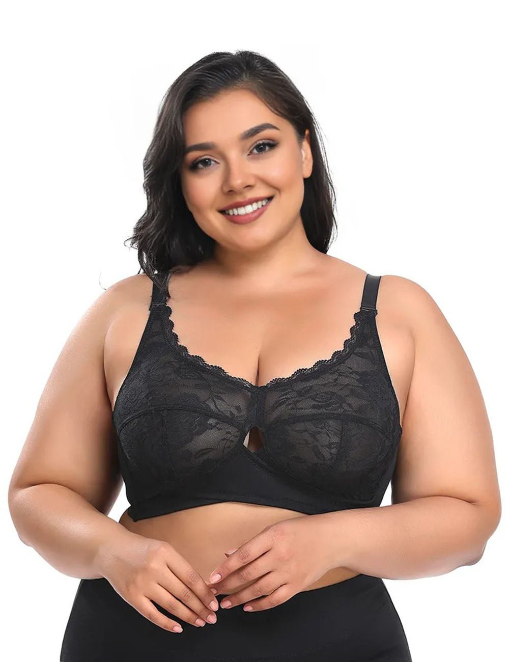 Women Plus Size Wire Free Full Coverage Cup Lace Thin Bra | PRUSES - PRUSES