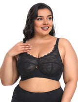 Women Plus Size Wire Free Full Coverage Cup Lace Thin Bra | PRUSES - PRUSES