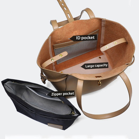 Women Vintage Leather Large Capacity Tote Bucket Bag | PRUSES - PRUSES