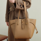 Women Vintage Leather Large Capacity Tote Bucket Bag | PRUSES - PRUSES
