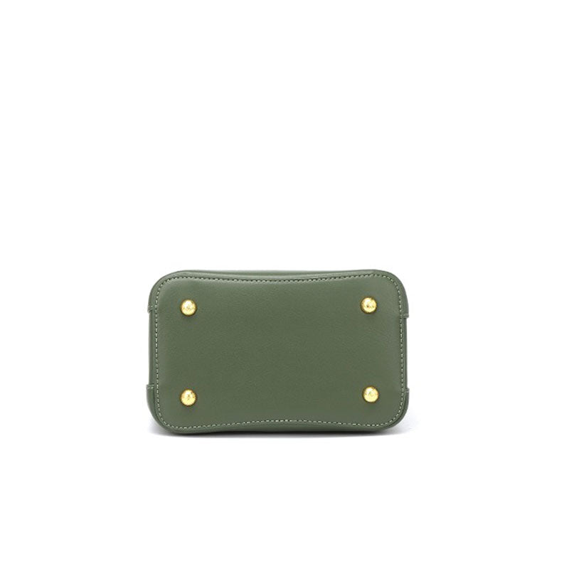 Women's Genuine Leather Green  Bucket Bag Bottom View