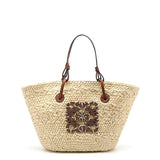 Women's Beige Handwoven Straw Beach Tote Bag