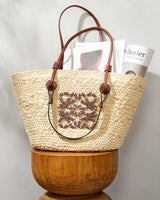 Large Woven Straw Beach Tote Bag
