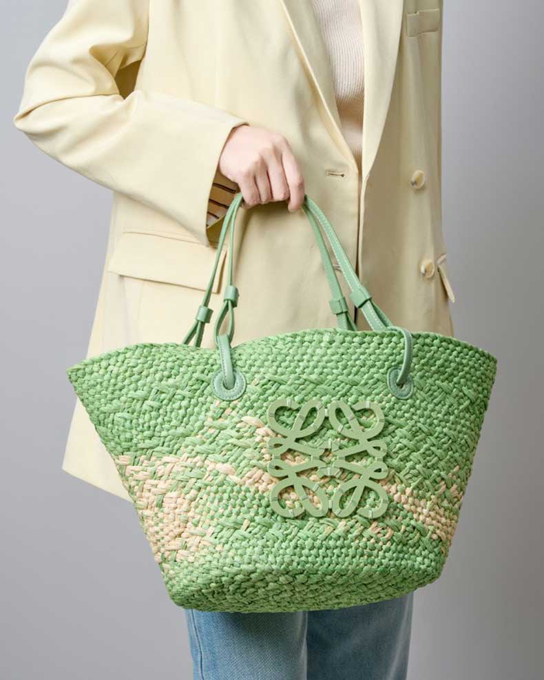 Green Handwoven Straw Beach Tote Bag For Women