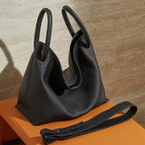 Women's Black Genuine Leather Bucket Handbag