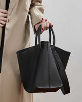 Black Premium Leather Bucket Handbag