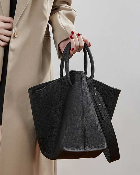 Black Premium Leather Bucket Handbag