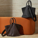 Black and Coffee Premium Leather Bucket Handbag