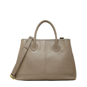 Women's Gray Premium Leather Structured Work Tote Bag