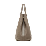 Women's Gray Premium Leather Structured Work Tote Bag Side View