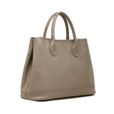 Women's Gray Premium Leather Structured Tote Bag For Work 