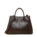 Women's Chocolate Premium Leather Structured Work Tote Bag