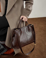 Women's Chocolate Premium Leather Structured Handbag
