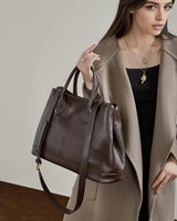 Women's Chocolate Leather Structured Handbag
