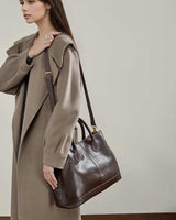 Women's Chocolate Leather Structured Crossbody Bag