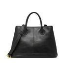 Women's Black Premium Leather Structured Work Tote Bag